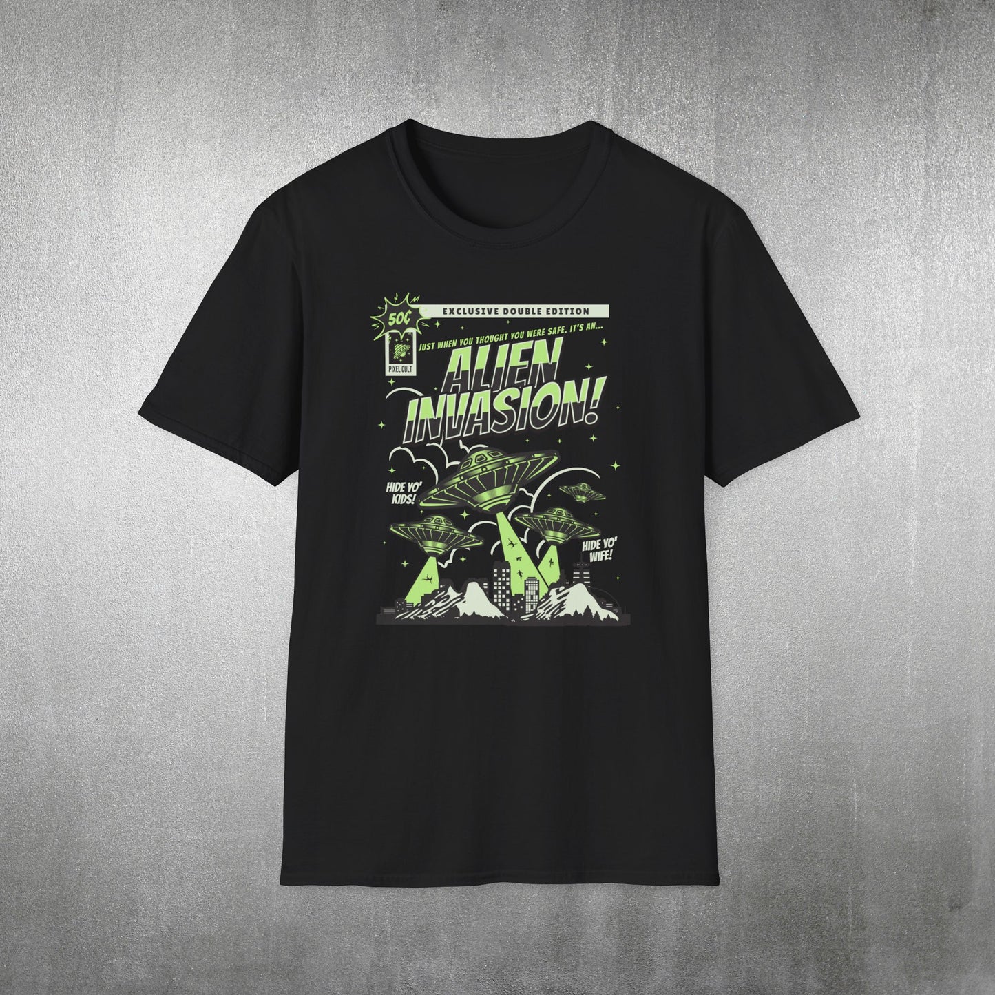 Alien Invasion Vintage Comic T-Shirt