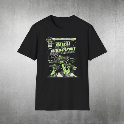 Alien Invasion Vintage Comic T-Shirt
