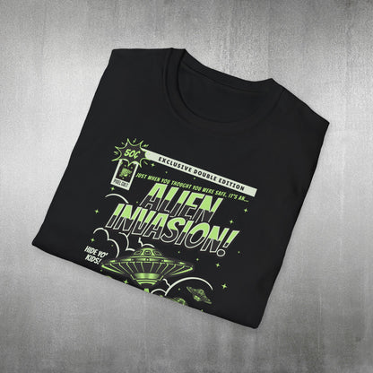 Alien Invasion Vintage Comic T-Shirt